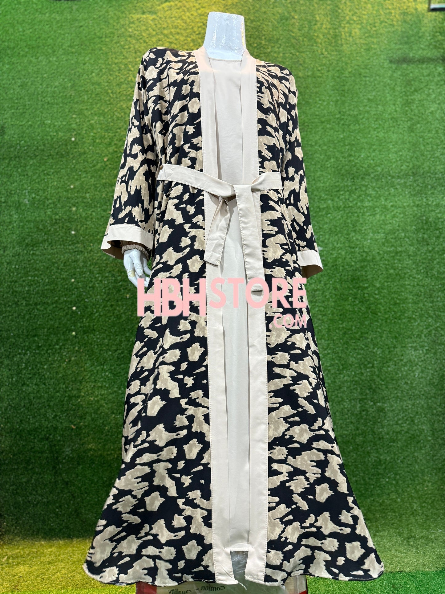 Black with Cream Printed Kimono Summers