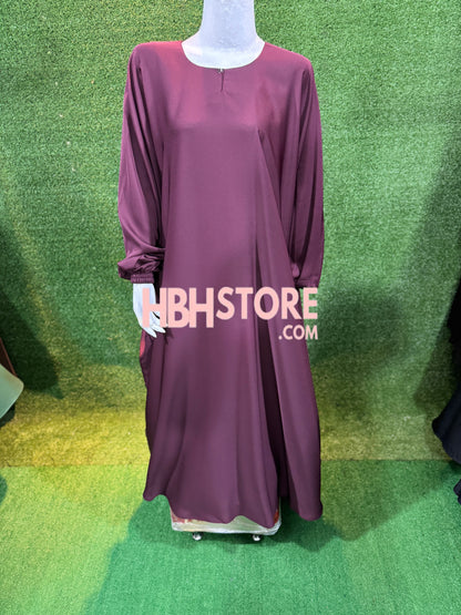 Plain Kaftan with Elastic Slevees