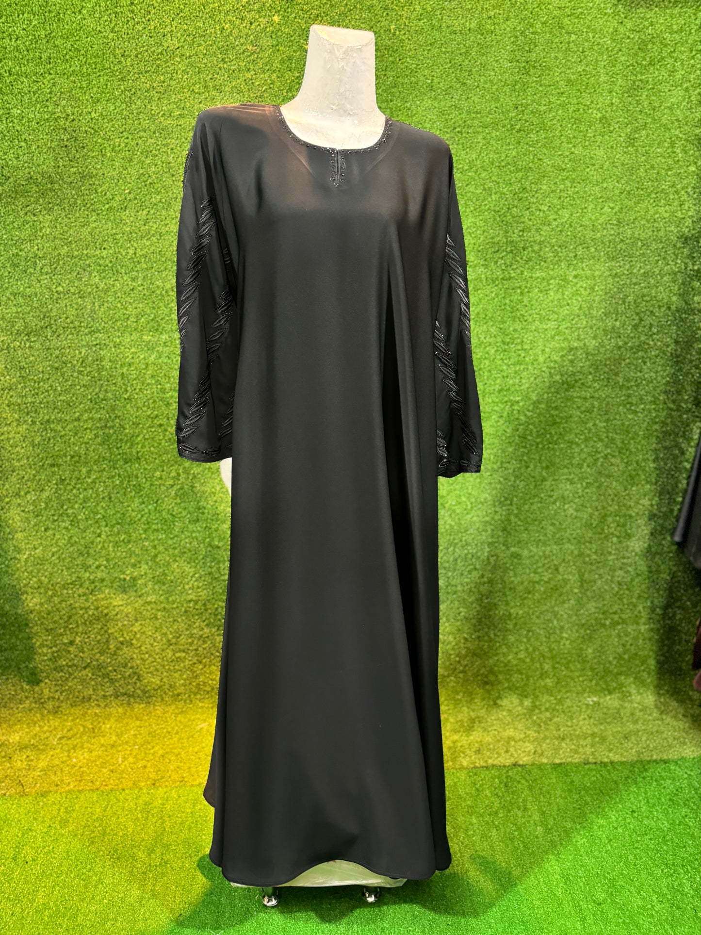 A-line Black Embellished Abaya