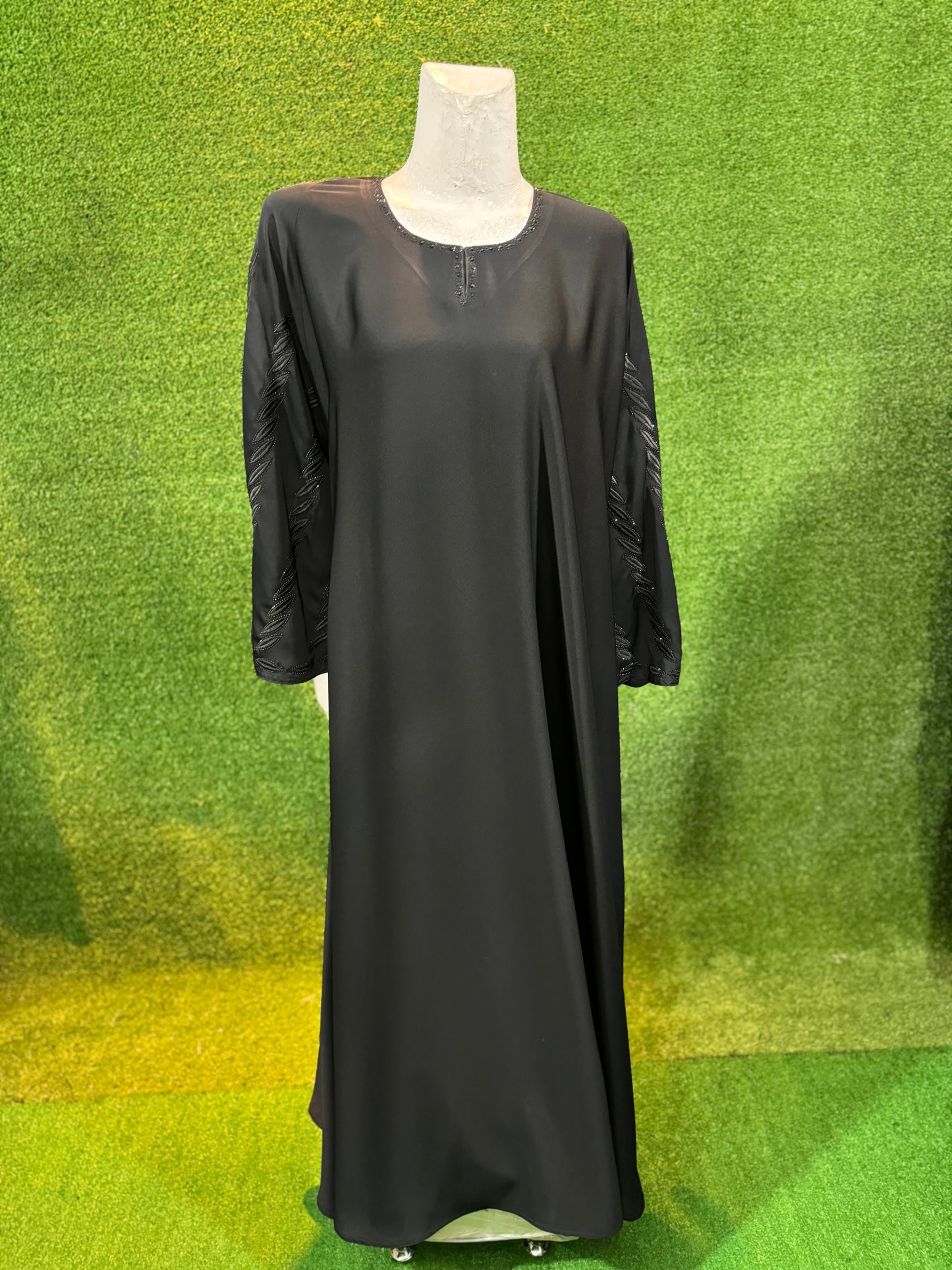 A-line Black Embellished Abaya