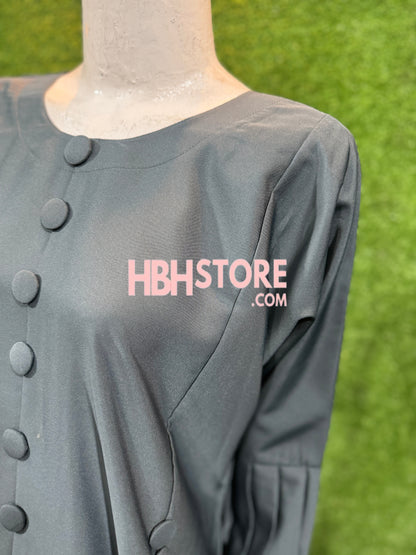 Button Pleats Abaya