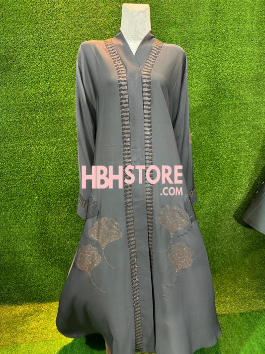 Iskandar Front Open Embellished Abaya - Muave