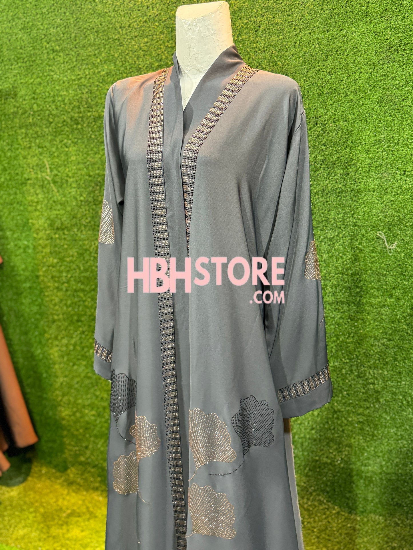 Iskandar Front Open Embellished Abaya - Muave