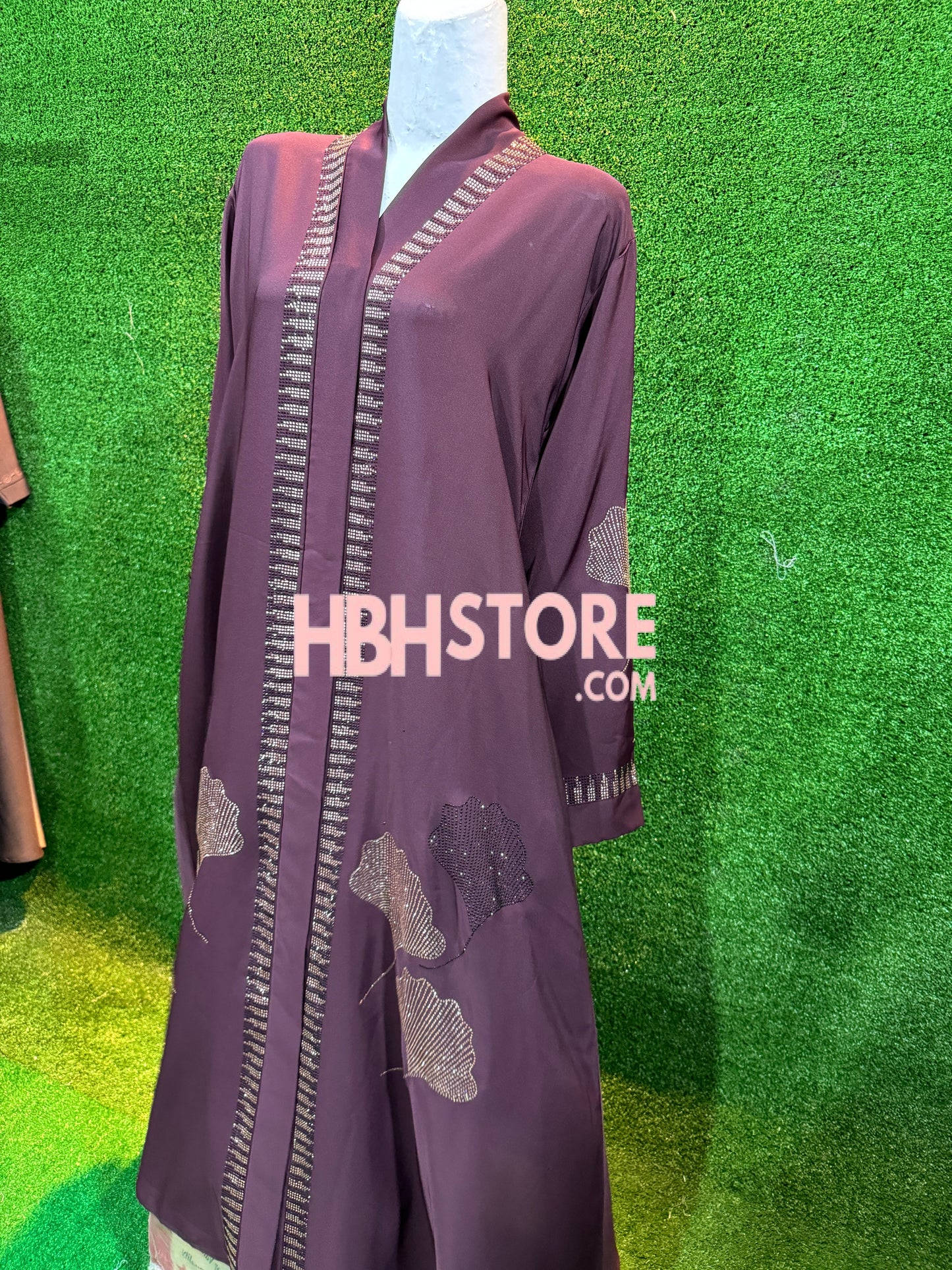 Iskandar Front Open Embellished Abaya - Muave