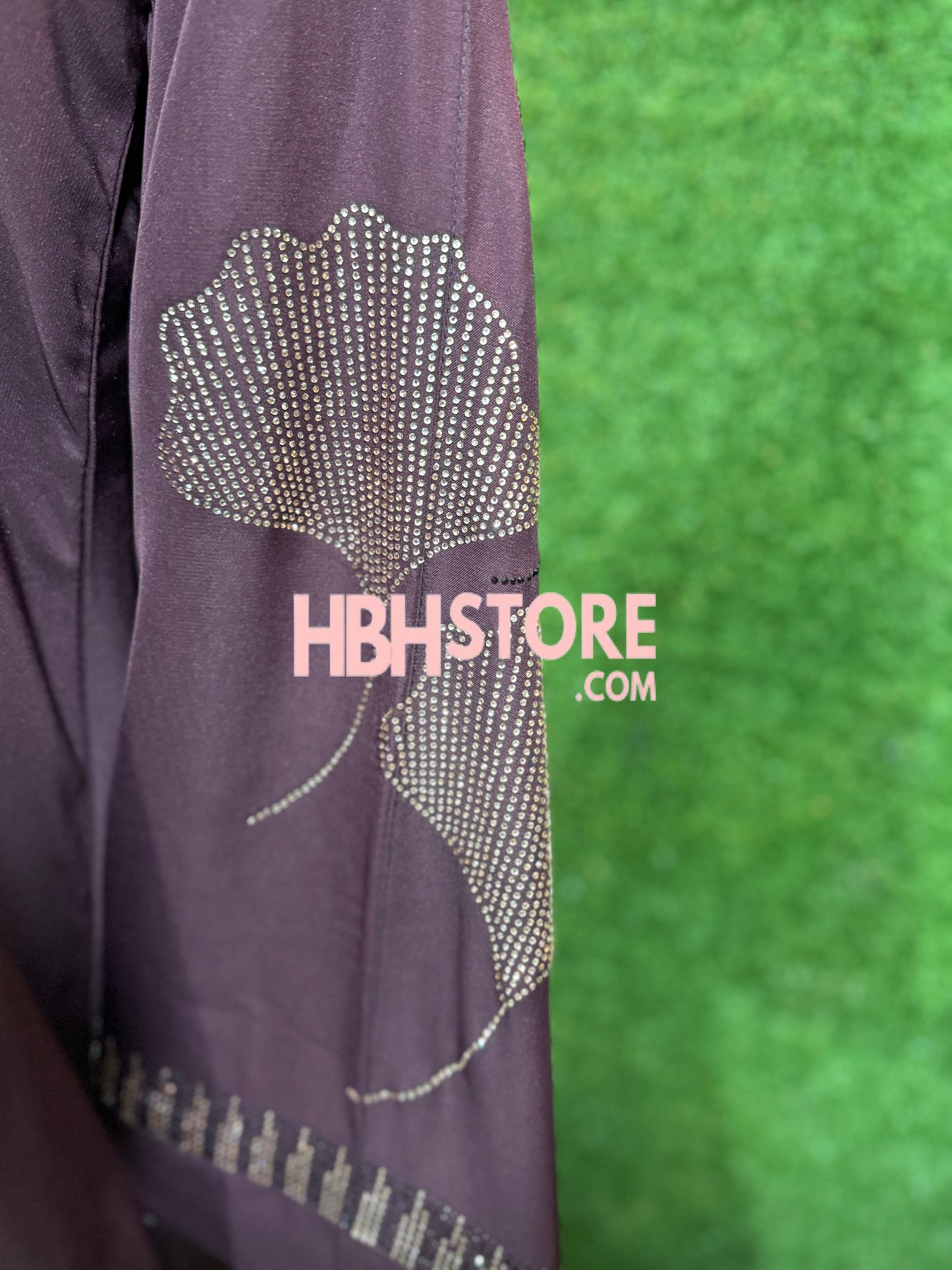 Iskandar Front Open Embellished Abaya - Muave