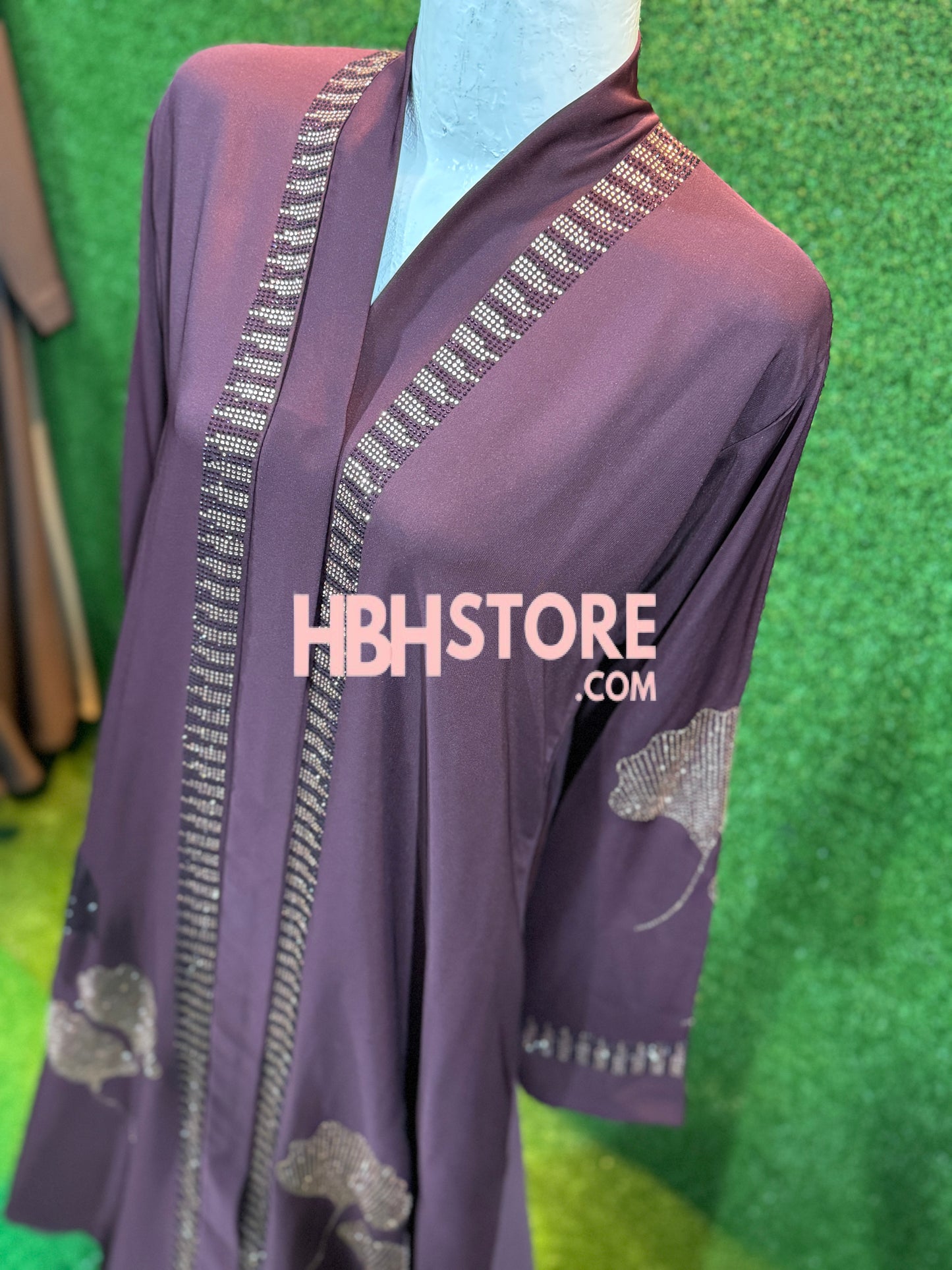 Iskandar Front Open Embellished Abaya - Muave