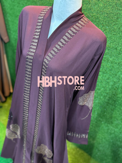 Iskandar Front Open Embellished Abaya - Muave