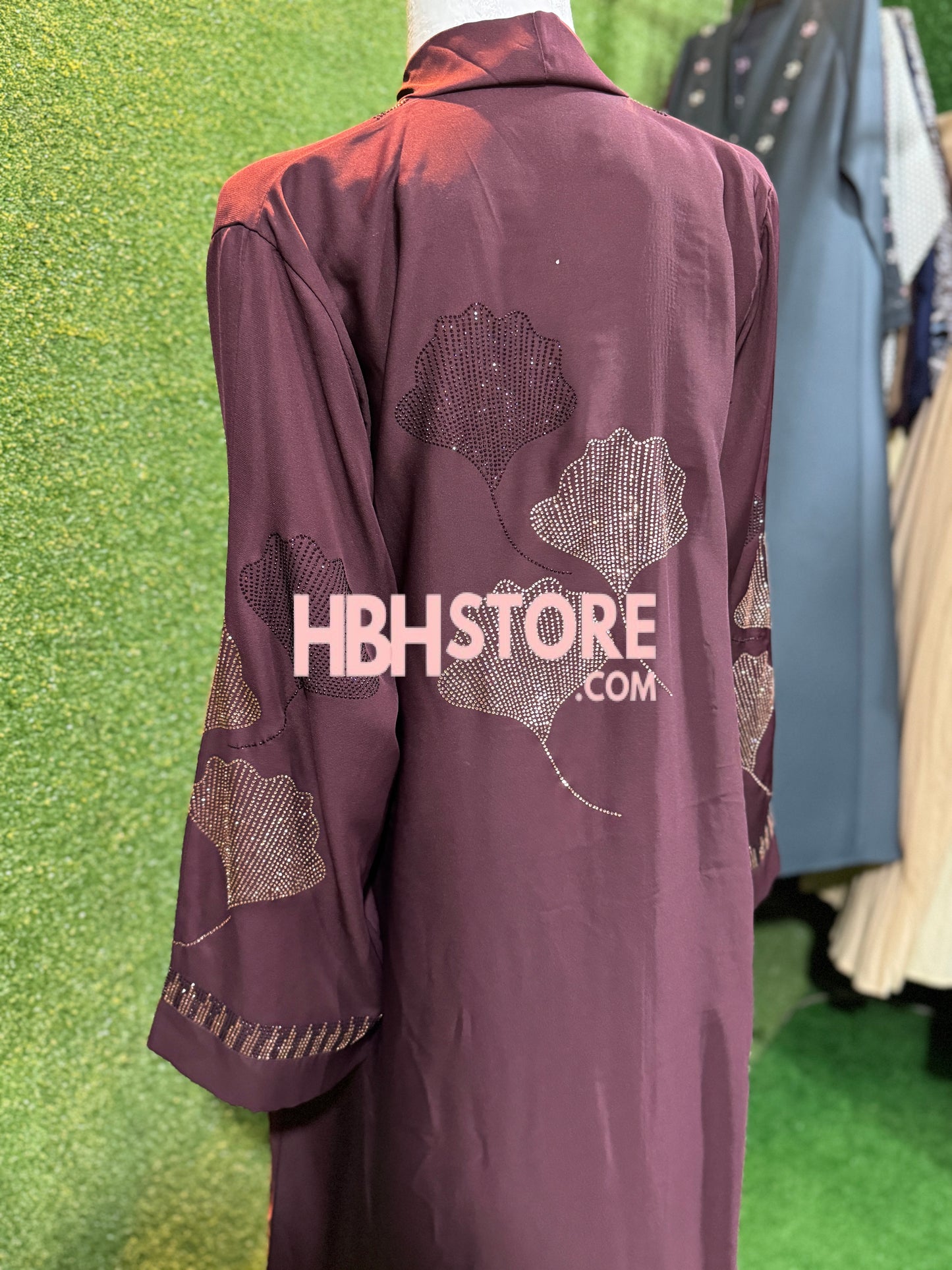 Iskandar Front Open Embellished Abaya - Muave