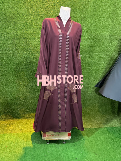 Iskandar Front Open Embellished Abaya - Muave