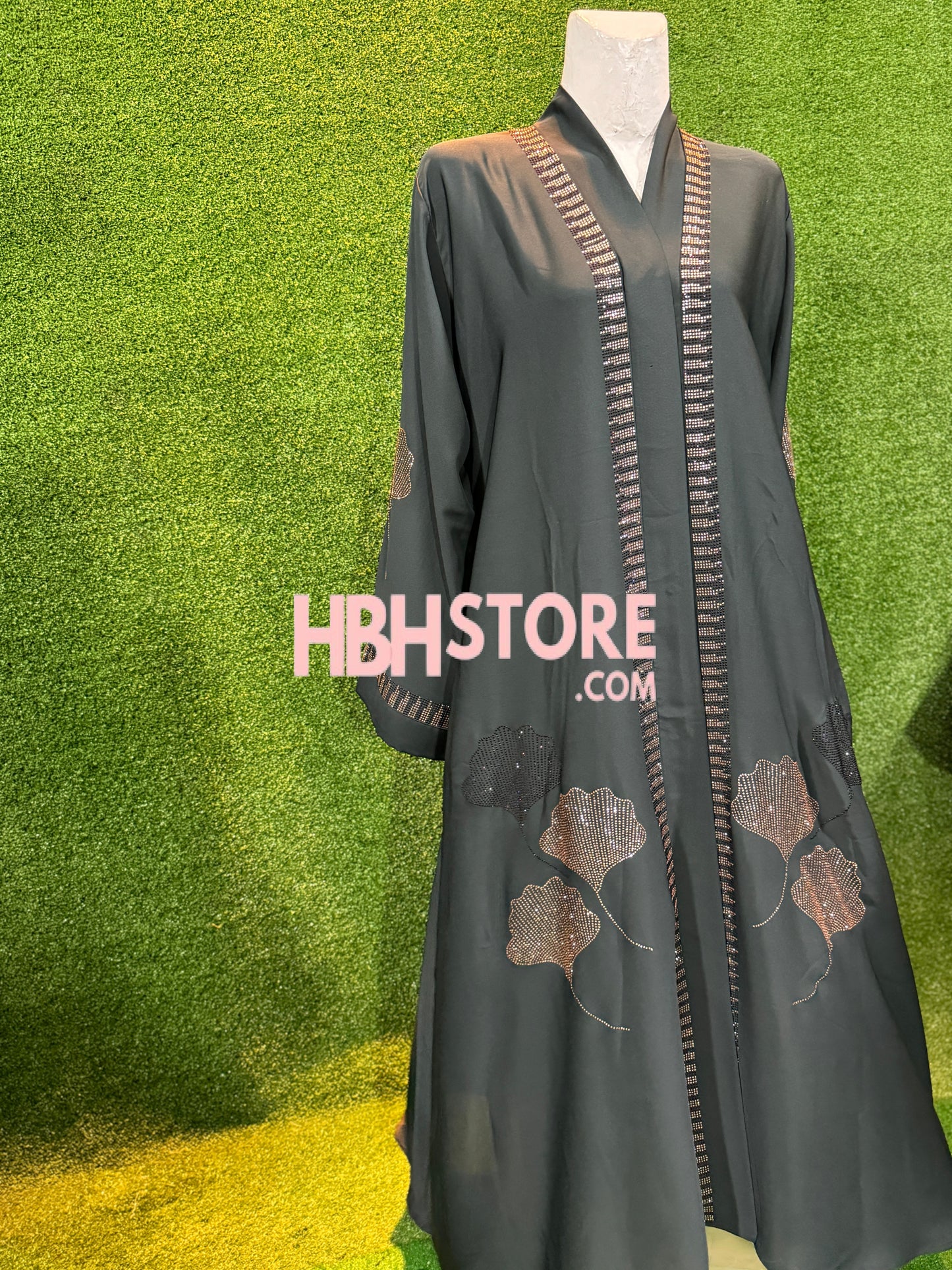 Iskandar Front Open Embellished Abaya - Muave