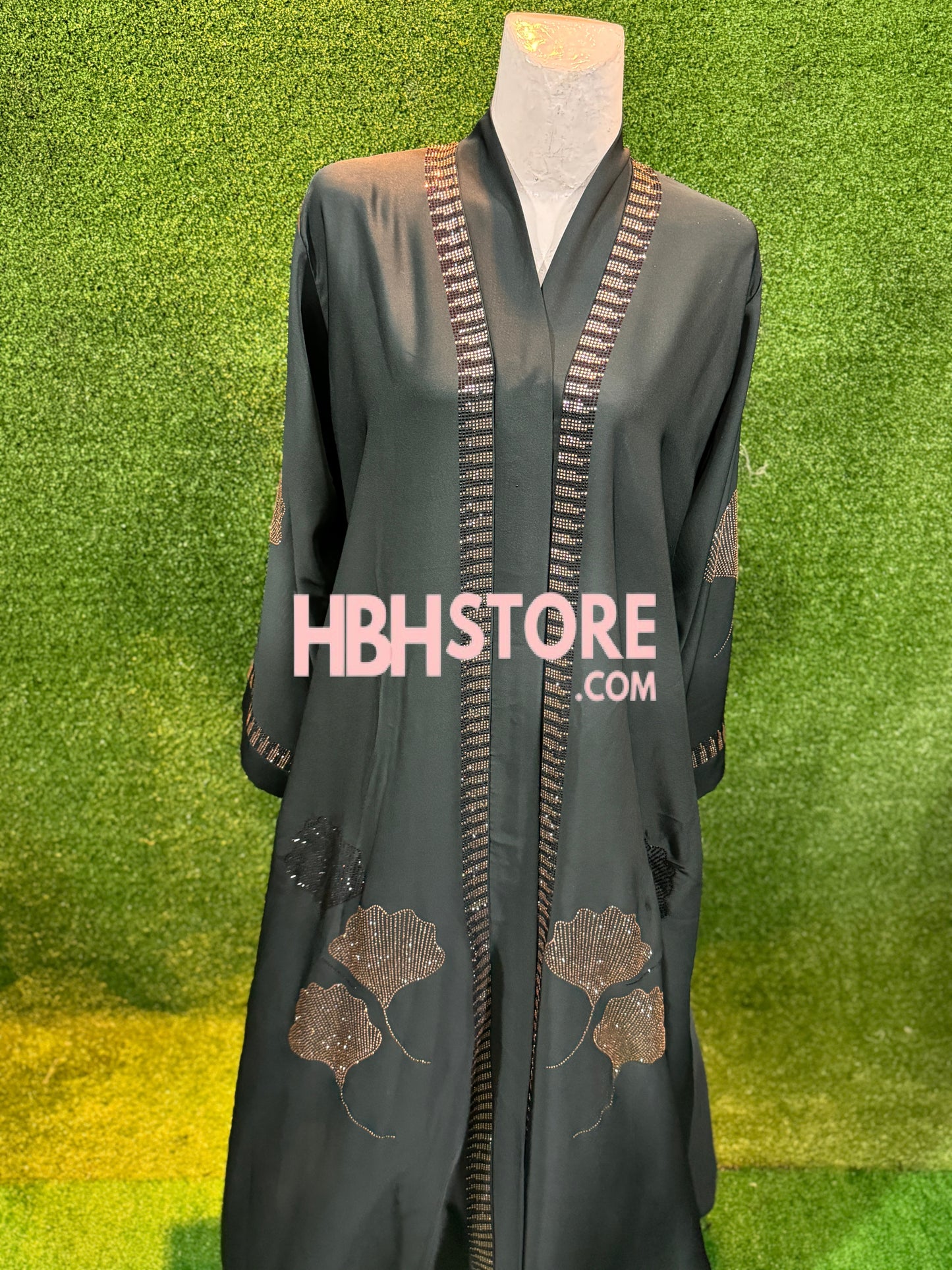 Iskandar Front Open Embellished Abaya - Muave