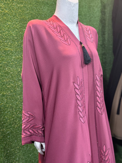 Blush Pink Embellished Abaya